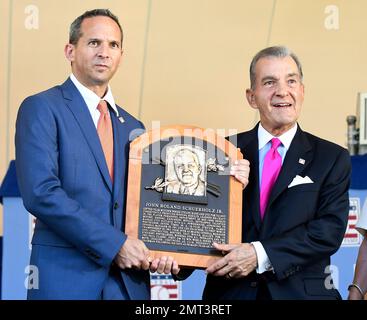 Baseball Hall of Fame inductee Larry Walker speaks during an induction  ceremony at the Clark Sports Center on Wednesday, Sept. 8, 2021, in  Cooperstown, N.Y. (AP Photo/Hans Pennink Stock Photo - Alamy