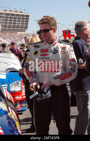 Dale Earnhardt, Jr., driver of the No. 88 National Guard Chevrolet, prepares for the start of the Pep Boys Auto 500 at the Atlanta Motor Speedway in Atlanta, GA. 10/26/08.  . Stock Photo