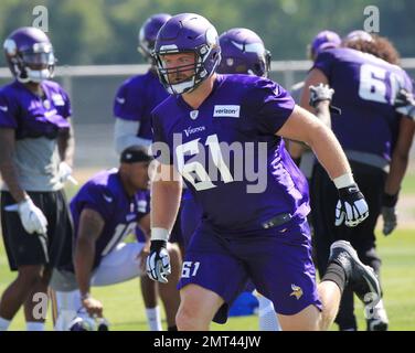 Minnesota Vikings center Joe Berger (61) following an NFL football game  against the Detroit Lions, Sunday, Oct. 25, 2015, in Detroit. (AP  Photo/Duane Burleson Stock Photo - Alamy