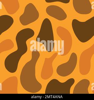 Spots seamless pattern on orange background. Vector illustration in flat style. Stock Vector