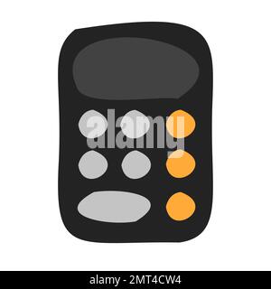 Calculator simple icon on flat cartoon style isolated on white background Stock Vector