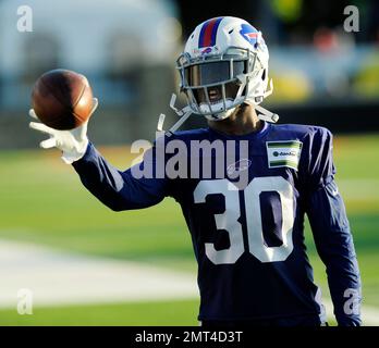 Buffalo Bills safety Bacarri Rambo warms up during an NFL football training  camp in Pittsford, N.Y., Saturday, July 29, 2017. (AP Photo/Adrian Kraus  Stock Photo - Alamy