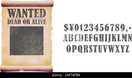 Grunged wanted paper template vector illustration ( text editable ) Stock Vector
