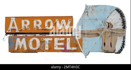 USA, Southwest, New Mexico, Rio Arriba County, Espanola, historic motel sign Stock Photo