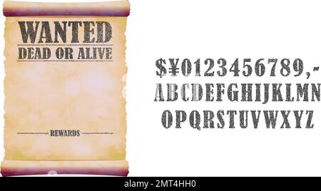 Grunged wanted paper template vector illustration ( text editable ) Stock Vector