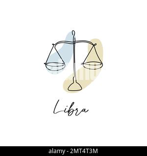 Astrology horoscope symbol zodiac Libra sign in line art style boho color Stock Vector