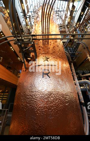 The beautiful interior of the Starbucks Reserve Roastery in Meguro City, Tokyo, Japan. Stock Photo