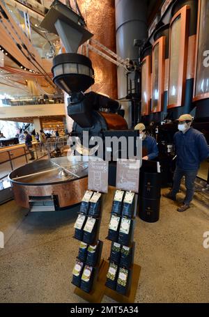 The beautiful interior of the Starbucks Reserve Roastery in Meguro City, Tokyo, Japan. Stock Photo