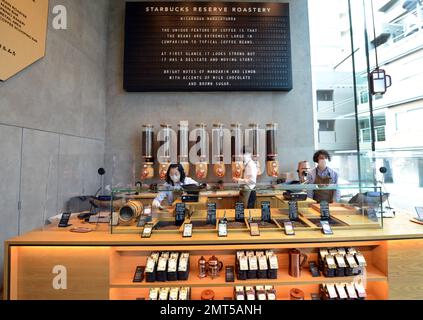 The beautiful interior of the Starbucks Reserve Roastery in Meguro City, Tokyo, Japan. Stock Photo