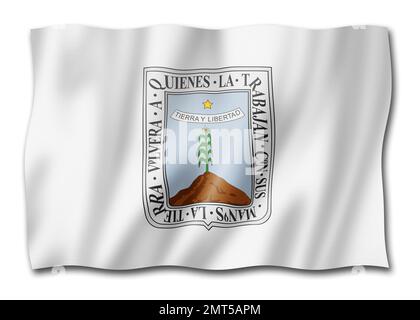 Morelos state flag, Mexico waving banner collection. 3D illustration Stock Photo