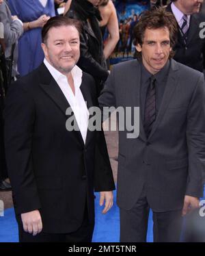 Ricky Gervais and Ben Stiller at the Night at The Museum II World Premiere, London, UK, 05/12/09. Stock Photo