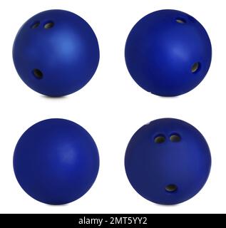 Set of bright bowling balls on white background Stock Photo