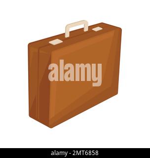 brown briefcase with golden lock case leather vector Stock Vector