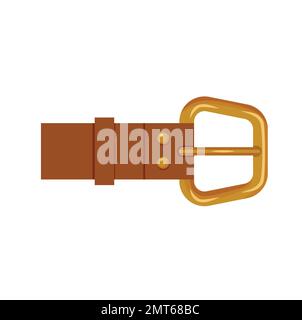 Realistic leather strap with golden metal elements vector illustration Stock Vector