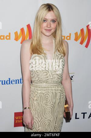 Dakota Fanning at the 23rd Annual GLAAD Media Awards Presented by Ketel One & Wells Fargo held at the Marriott Marquis Theatre. New York, NY. 24th March 2012. Stock Photo