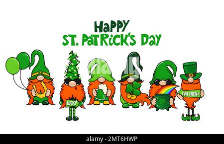 Premium Vector  Happy st. patrick's day with cute gnome, shamrock and  irish heart