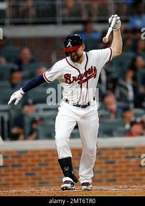 Atlanta Braves center fielder Cristian Pache (25) runs to second base  during a baseball game against the Philadelphia Phillies Saturday, April  10, 2021, in Atlanta. (AP Photo/John Bazemore Stock Photo - Alamy