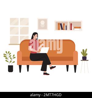 Flat design of freelancers work from home. Illustration for website, landing page, mobile app, poster and banner. Trendy flat vector illustration Stock Vector