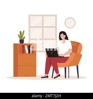 Work at home concept design. Illustration for website, landing page, mobile app, poster and banner. Trendy flat vector illustration Stock Vector