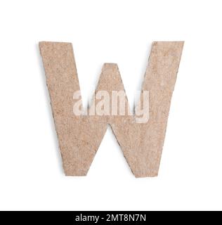 Letter W made of cardboard isolated on white Stock Photo