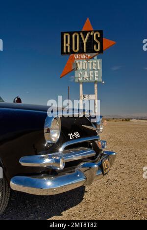 1956 Dodge Coronet police cruiser at Roys Motel and Cafe in Amboy, California, USA Stock Photo