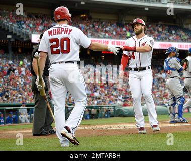 Washington Nationals left fielder Bryce Harper (34) warms up prior to the  start of their game against the Milwaukee Brewers at N Stock Photo - Alamy