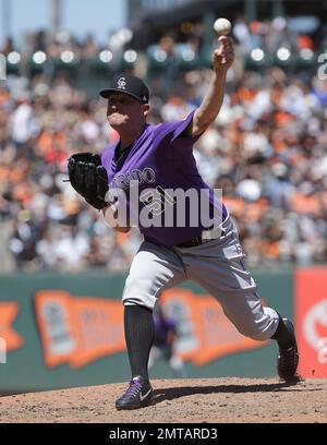 Colorado Rockies relief pitcher Jake McGee pitches during the seventh  inning of a baseball game against the Washington Nationals at Nationals  Park Sunday, April 15, 2018, in Washington. Players throughout Major League