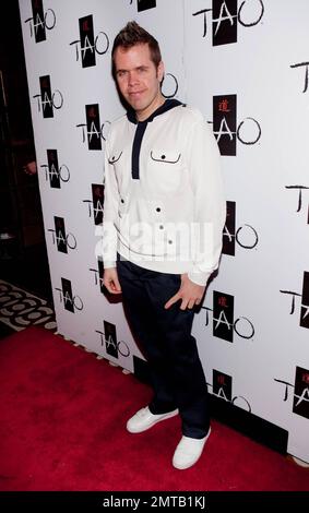 Perez Hilton celebrates his 32nd birthday on April Fool's Day at the nightclub Tao inside the Bellagio Hotel and Casino. Perez' official birthday is March 23. Las Vegas, NV. 4/1/10. Stock Photo