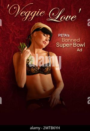 These are the latest PETA ads featuring celebrities including Mickey Rourke and Patricia Arquette and the Veggie Love advert that was banned from being shown during the Superbowl for being too raunchy. Miami, FL. 2/1/09 Stock Photo