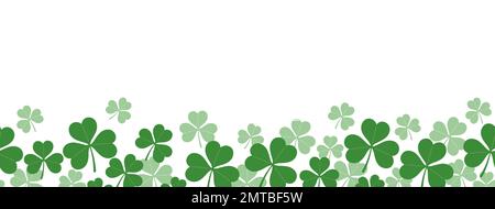 Vector Clover Seamless Background Illustration For St. Patrick’s Day Isolated On a White Background With Text Space. Horizontally Repeatable. Stock Vector
