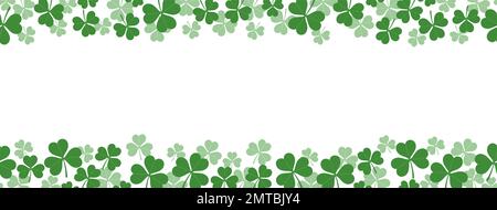 Vector Clover Seamless Background Illustration For St. Patrick’s Day Isolated On a White Background With Text Space. Horizontally Repeatable. Stock Vector