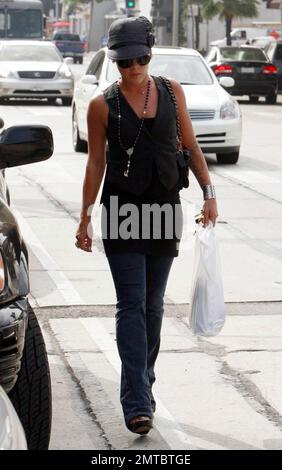 Pop superstar Pink takes a stroll along Melrose Ave. Pink recently performed at the MTV VMA awards on a special outdoor stage and her new single 'So What' is rocketing up the charts. Her new album 'Funhouse' is due in stores on October 28. Los Angeles, CA. 9/12/08. Stock Photo