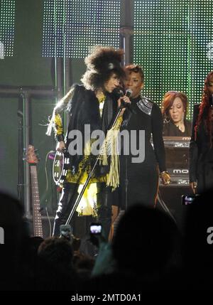 Prince gives a live performance on the 'Jimmy Kimmel Live!' stage in ...
