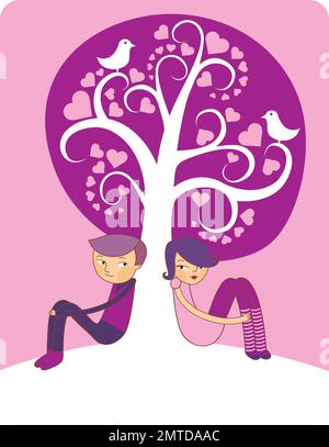 Young couple in love. Valentine day concept. Flat vector characters Stock Vector