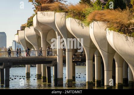 Little Island park at pier 55 in the Hudson river in Manhattan New York City Stock Photo