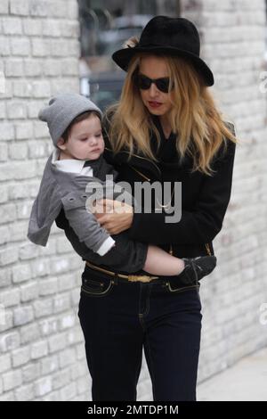 Stylist Rachel Zoe wears all black as she strolls with son Skyler while out and about in Los Angeles, CA. 19th December 2011. Stock Photo