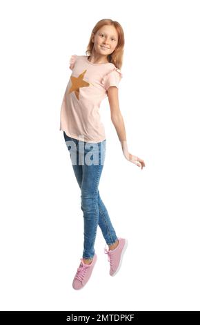 portrait of smiling preteen girl isolated on white Stock Photo - Alamy