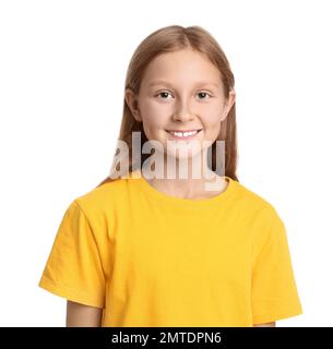 portrait of preteen girl isolated on white background Stock Photo - Alamy