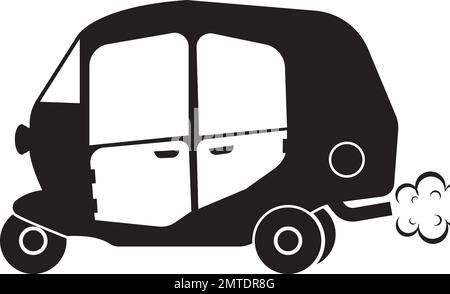 the icon of a motorized rickshaw or public transportation that is popular in the Asian region Stock Vector