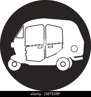 the icon of a motorized rickshaw or public transportation that is popular in the Asian region Stock Vector