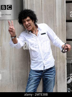 Ray Dorset of English folk/classic rock group Mungo Jerry poses for photos outside Radio 2. Today is the 40th anniversary of the band's hugely popular song 'In the Summertime,' which has sold over 40 million copies. The group's greatest success was in the early 1970s, though they have continued throughout the years with an ever-changing line-up, always fronted by Ray Dorset. London, UK. 7/7/10. Stock Photo