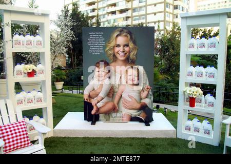 Rebecca Romijn kicks off the Great Gallon Give while unveiling her new advertisement, 'Mother Nurture,' at the W Hotel. The ad is her second in the popular Milk Moustache campaign. Los Angeles, CA. 1/11/10. Stock Photo