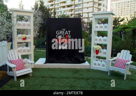 Rebecca Romijn kicks off the Great Gallon Give while unveiling her new advertisement, 'Mother Nurture,' at the W Hotel. The ad is her second in the popular Milk Moustache campaign. Los Angeles, CA. 1/11/10. Stock Photo