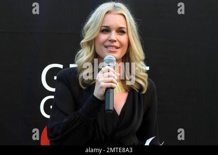 Rebecca Romijn kicks off the Great Gallon Give while unveiling her new advertisement, 'Mother Nurture,' at the W Hotel. The ad is her second in the popular Milk Moustache campaign. Los Angeles, CA. 1/11/10. Stock Photo