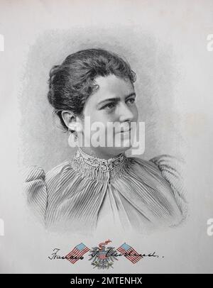 Frances Clara Folsom Cleveland Preston, July 21, 1864 - October 29, 1947, was married to the President of the United States Grover Cleveland and was the First Lady of the United States from 1886 to 1889 and again from 1893 to 1897, illustration published in 1880 Stock Photo