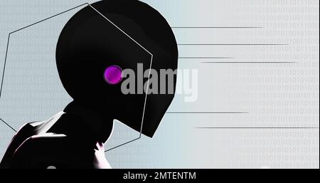 Silhouette of a robot on a bright background. Artificial intelligence concept. Futuristic style illustration Stock Photo