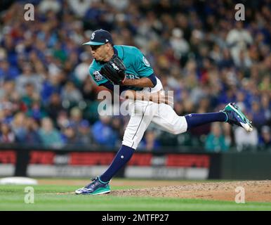 Seattle Mariners closing pitcher Edwin Diaz works against the Kansas City  Royals during a baseball game, Saturday, June 30, 2018, in Seattle. The  special uniforms are for a Turn Ahead the Clock