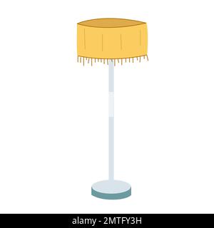 Hand-drawn isolated clip art illustration of modern yellow floor lamp Stock Vector