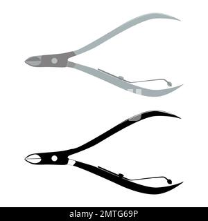Cuticle nipper, cuticle trimmer silhouette. Manicure and pedicure tools, vector Stock Vector