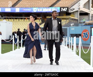 LOS ANGELES, CA, USA - AUGUST 23: Yasiel Puig, Andrea de la Torre